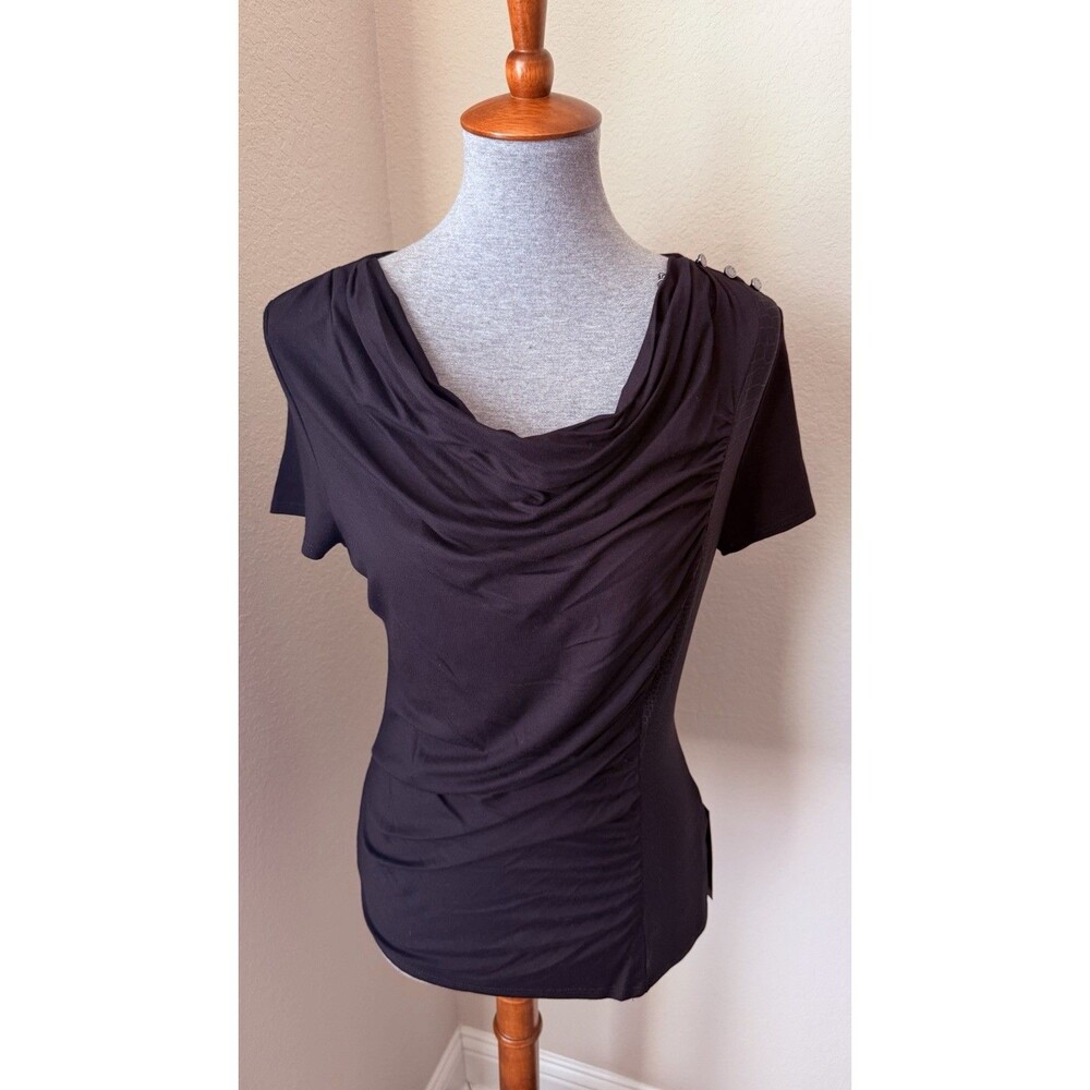 Star by Julien Macdonald Size 8 Cowl Neck Faux Crocodile Side Panel Ruched Top